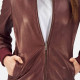 Reida Maroon Leather Bomber Jacket